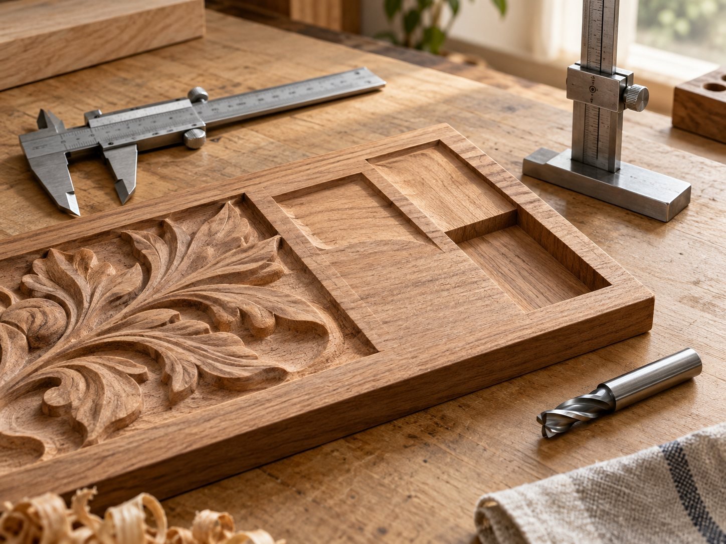 Deep floral relief panel with highlights and shadow