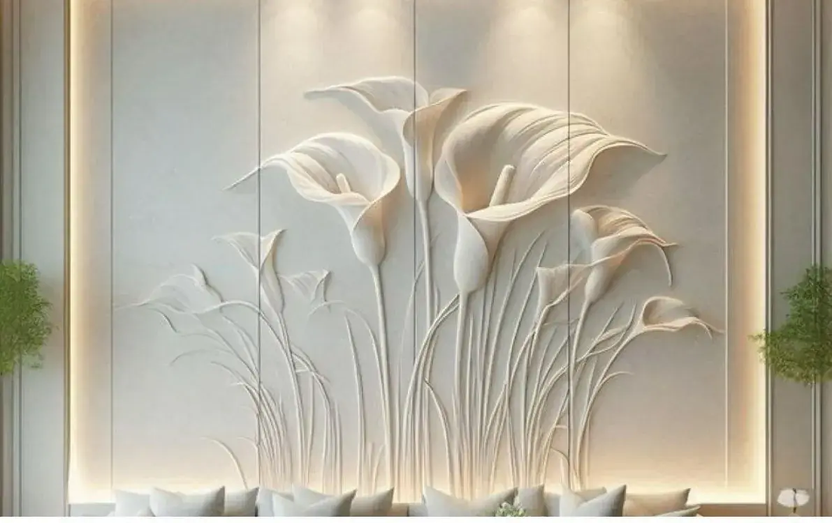 Dimensional floral relief carving