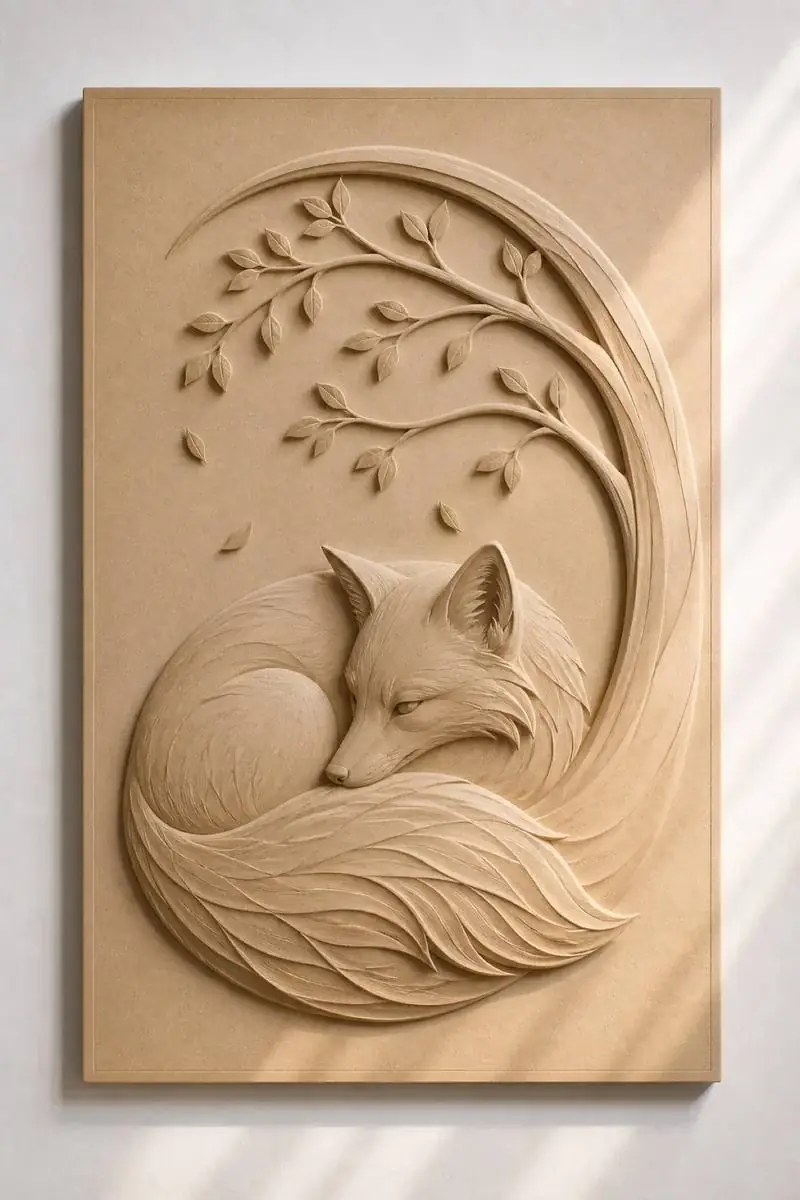 Fable — Curled fox and crescent branch