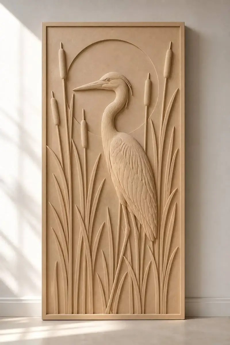 Heron — Heron, reeds and sun