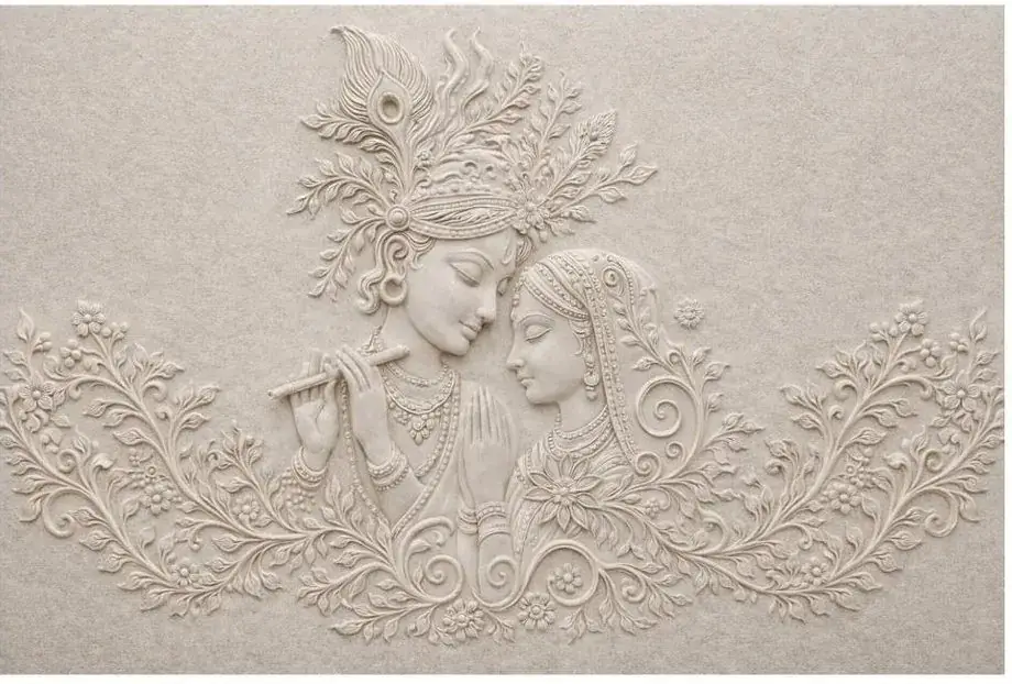 Madhav — Radha-Krishna relief artwork