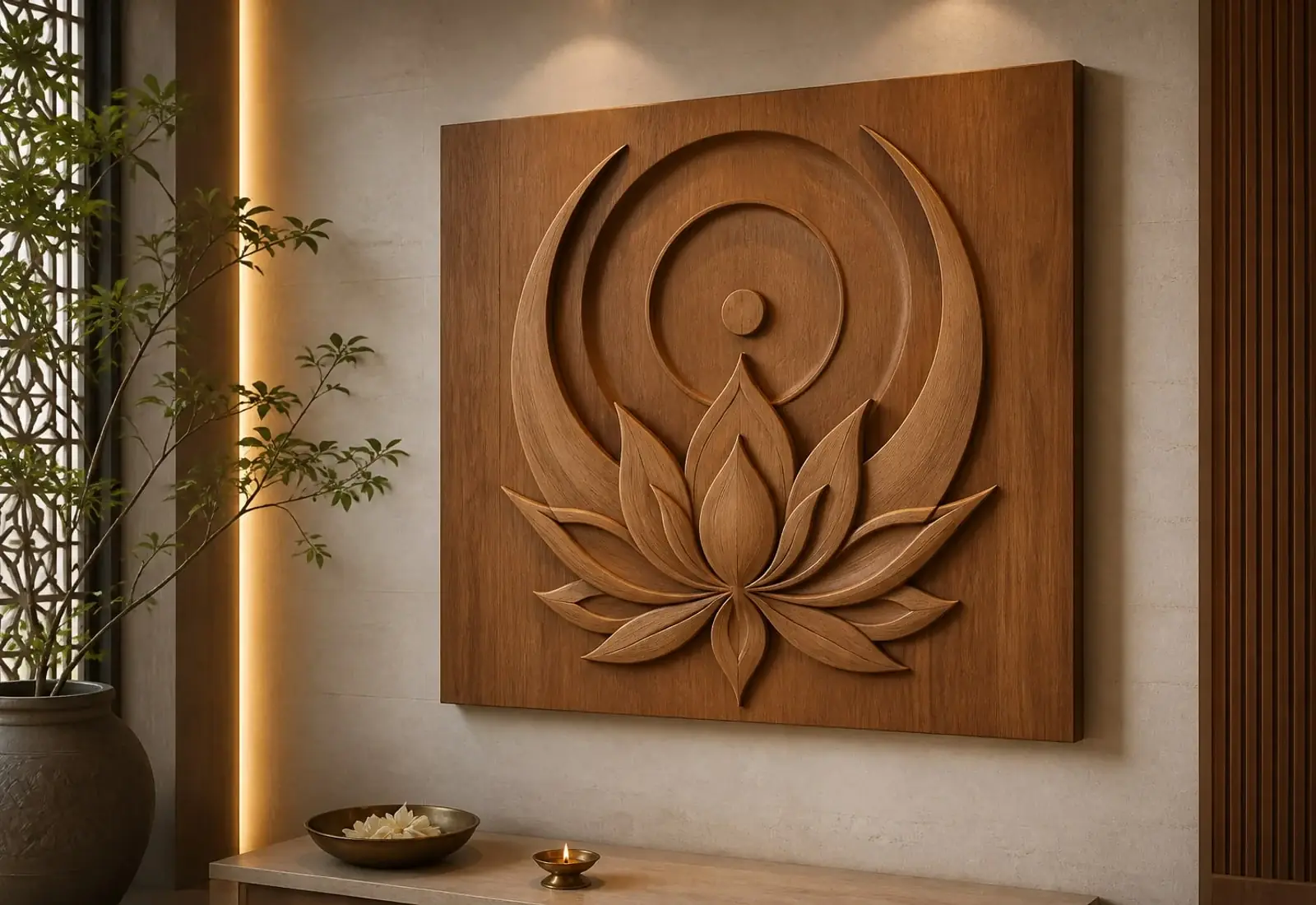Soma — Crescent and layered lotus relief