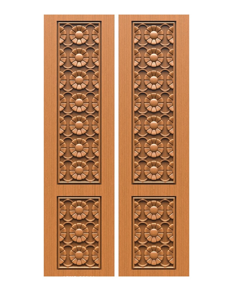 Floral Rosette Double Door — Double entrance doors