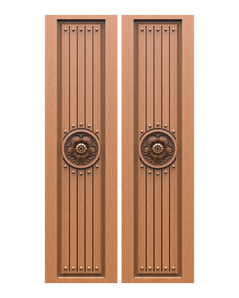 Medallion Rail Double Door — Double entrance doors