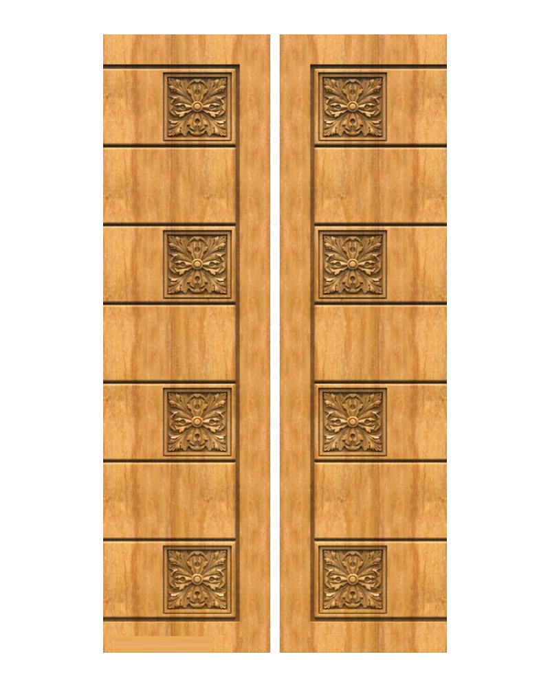 Floral Inset Double Door — Double entrance doors