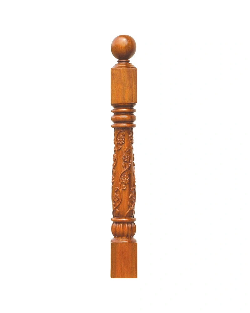 Ball Top Scroll Newel — Balusters & newels