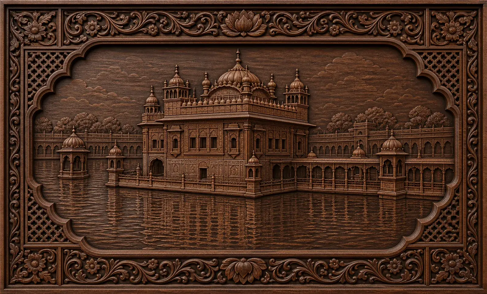 Golden Temple Plaque — Architectural relief inspired by Harmandir Sahib