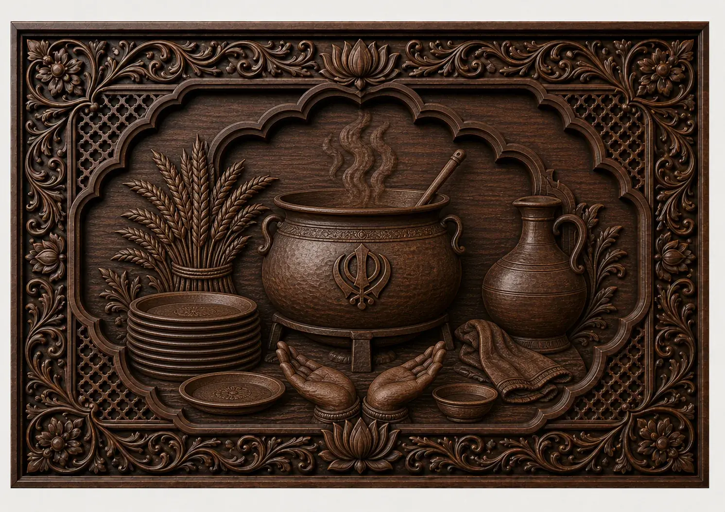 Langar and Seva Plaque — Symbolic tribute to community kitchen and selfless service
